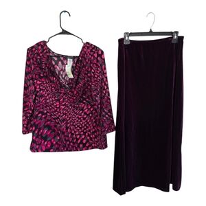 2Piece New Jonden Blouse & Studio Velvety Skirt Both Size Large Paired Together